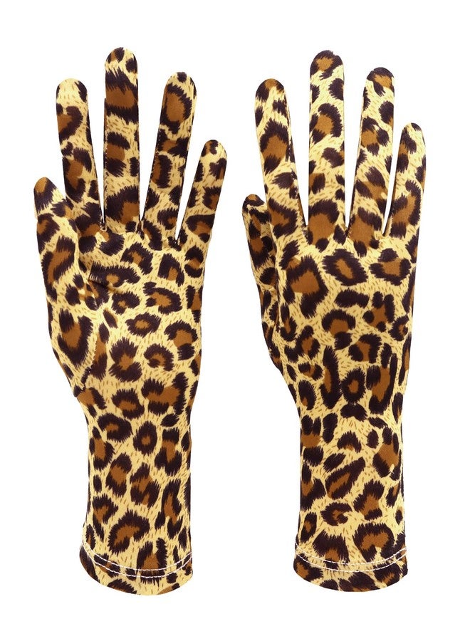 Howriis Men's and Women's 9'' Spandex Stretchy Short Gloves Full Finger Wrist Length Halloween Costume Party Gloves (Leopard, 24cm) - Image 1